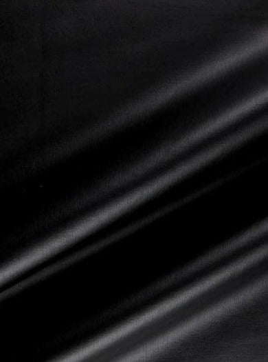 Black 2 Way stretch faux leather, black stretch pleather, black stretch soft vinyl, black stretch vinyl, faux leather stretch for clothing, Faux Leather for jackets, Faux Leather for bags, Faux Leather on discount, Faux Leather on sale, premium Faux Leather, jet black Faux Leather, Faux Leather for tops, Faux Leather for leggings
