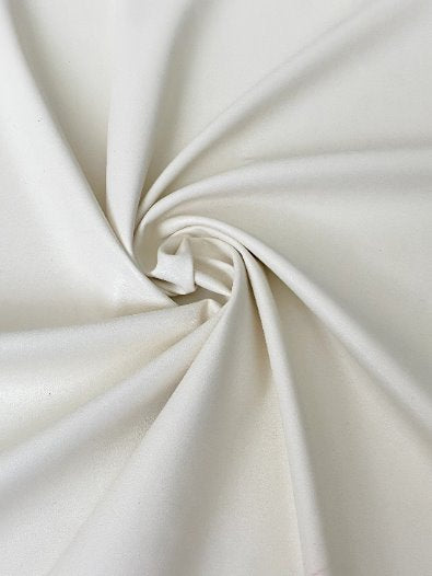 off white stretch Faux Leather, white faux leather, shiny faux leather, bright white faux leather for woman, faux leather for costumes, faux leather for home decor, 2 way stretch faux leather, leather for blazers, cheap leather, discounted leather, leather on sale