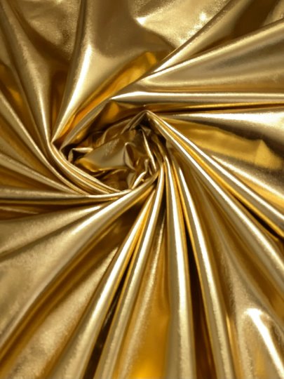Glossy Gold Stretch Faux Leather, dusty gold stretch faux leather, bright yellow stretch faux leather, faux leather for woman, faux leather for costumes, faux leather for home decor, 2 way stretch faux leather, leather for blazers, cheap leather, discounted leather, leather on sale