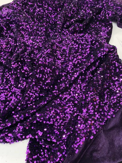 purple Sequin on Velvet, dark purple sequin on velvet, light purple sequin on velvet, shinny purple sequin on velvet, velvet on discount, velvet on sale, buy velvet online, kikitextile velvet, premium velvet, velvet for gown, velvet for woman, velvet for bride
