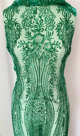 Emerald Green Glittery Lace
