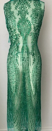Emerald Green Glittery Lace