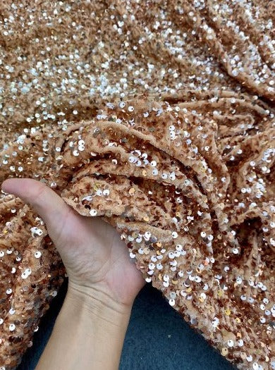 rose gold Sequin on Velvet, light brown sequin on velvet, dusty gold sequin on velvet, gold sequin on velvet, velvet on discount, velvet on sale, buy velvet online, kikitextile velvet, premium velvet, velvet for gown, velvet for woman, velvet for bride