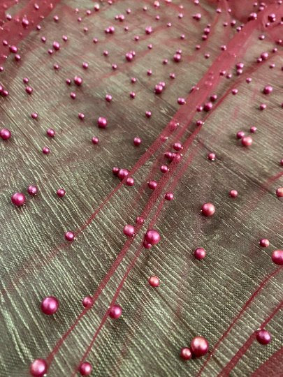 burgundy Pearl Tulle, red pearl Tulle, maroon pearl Tulle, dark pink Pearl Tulle, shinny Pearl Tulle, Pearl Tulle for woman, Pearl Tulle for bride, Pearl Tulle on discount, Pearl Tulle on sale, premium Pearl Tulle, buy Pearl Tulle online