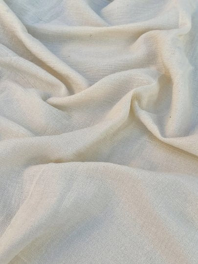 Ivory Crinkle Cotton Gauze, cotton gauze fabric, white gauze fabric, off white gauze, cotton for woman, double gauze ivory