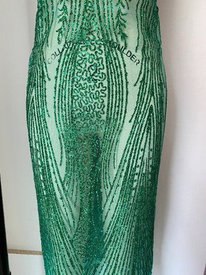 Emerald Green Glittery Lace