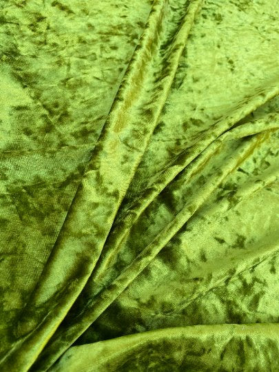 Olive  Crushed Velvet, velvet cloth, light green velvet, crushed velvet, velvet for gown, green crushed velvet, velvet fabric, solid velvet, light green crushed fabric, crushed velvet fabric for gown, 4 way crushed velvet