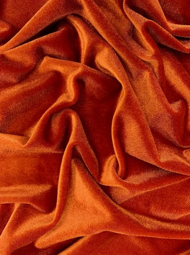 Burnt orange stretch velvet, orange stretch velvet for gown, stretch velvet for wedding, stretch pure velvet, orange stretch velvet for brides, burnt stretch fancy velvet, velvet for dress, stretch expensive velvet