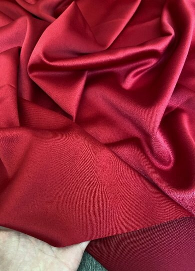 burgundy stretch crepe back satin, maroon stretch crepe back satin, dark red stretch crepe back satin, premium stretch crepe back satin, satin for bride, satin for woman, satin in low price, cheap satin, satin on sale