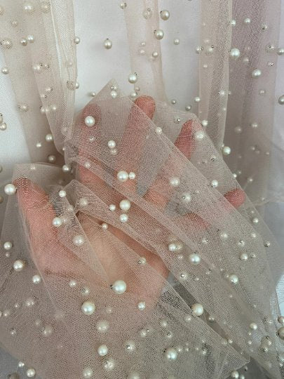 nude Pearl Tulle, white pearl Tulle, bright white pearl Tulle, off white Pearl Tulle, shinny Pearl Tulle, Pearl Tulle for woman, Pearl Tulle for bride, Pearl Tulle on discount, Pearl Tulle on sale, premium Pearl Tulle, buy Pearl Tulle online