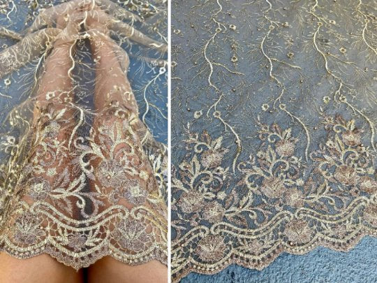 gold Embroidered Lace, multicolor Embroidered Lace, embroidered Lace, Embroidered Lace for woman, Embroidered Lace for bride, Embroidered Lace in low price, Embroidered Lace on sale, premium Embroidered Lace