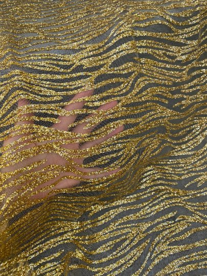 Gold Glitter Wave Design Lace