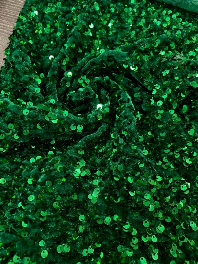 Emerald Green Sequins on Velvet