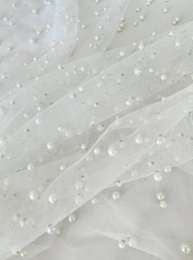 Bright White Pearl Tulle, white Pearl Tulle, off white Pearl Tulle, milky white Pearl Tulle, pearl white Pearl Tulle, Pearl Tulle for woman, Pearl Tulle for bride, Pearl Tulle on discount, Pearl Tulle on sale, premium Pearl Tulle, buy Pearl Tulle online