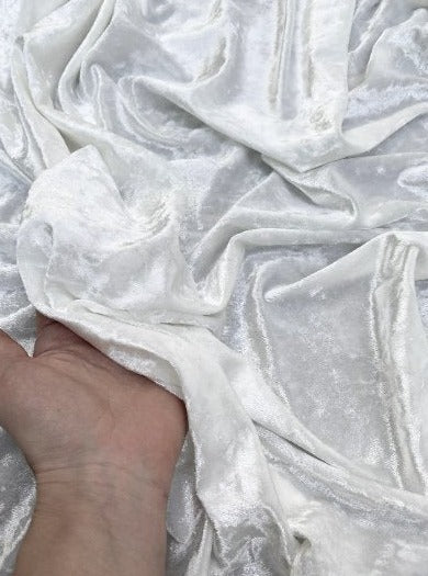 White Stretch Crushed Velvet, velvet cloth, silver velvet, crushed velvet, velvet for gown, bright white crushed velvet, velvet fabric, solid velvet, off white crushed fabric, crushed velvet fabric for gown, 4 way crushed velvet, stretch velvet for brides, stretch expensive velvet