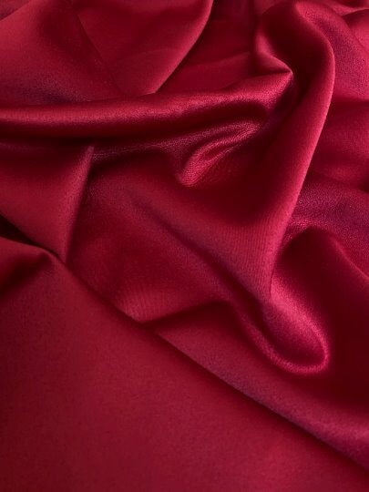 burgundy stretch crepe back satin, maroon stretch crepe back satin, dark red stretch crepe back satin, premium stretch crepe back satin, satin for bride, satin for woman, satin in low price, cheap satin, satin on sale