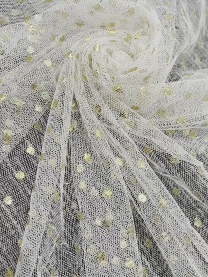 Gold Embroidery Polka Dot Tulle, dusty gold Embroidery Polka Dot Tulle, white tulle fabric, Embroidery Polka Dot Tulle for woman, Embroidery Polka Dot Tulle for party wear, premium Embroidery Polka Dot Tulle, buy Embroidery Polka Dot Tulle online, cheap Embroidery Polka Dot Tulle, Embroidery Polka Dot Tulle in low price, Embroidery Polka Dot Tulle on discount 