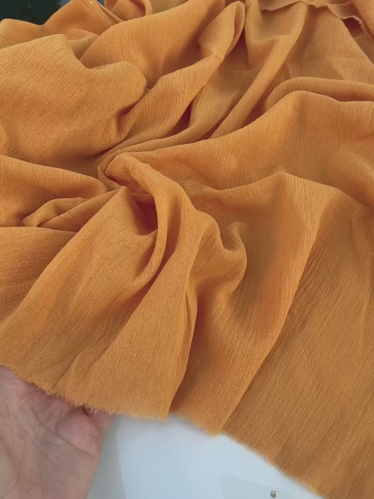 Mustard Crinkle Cotton Gauze