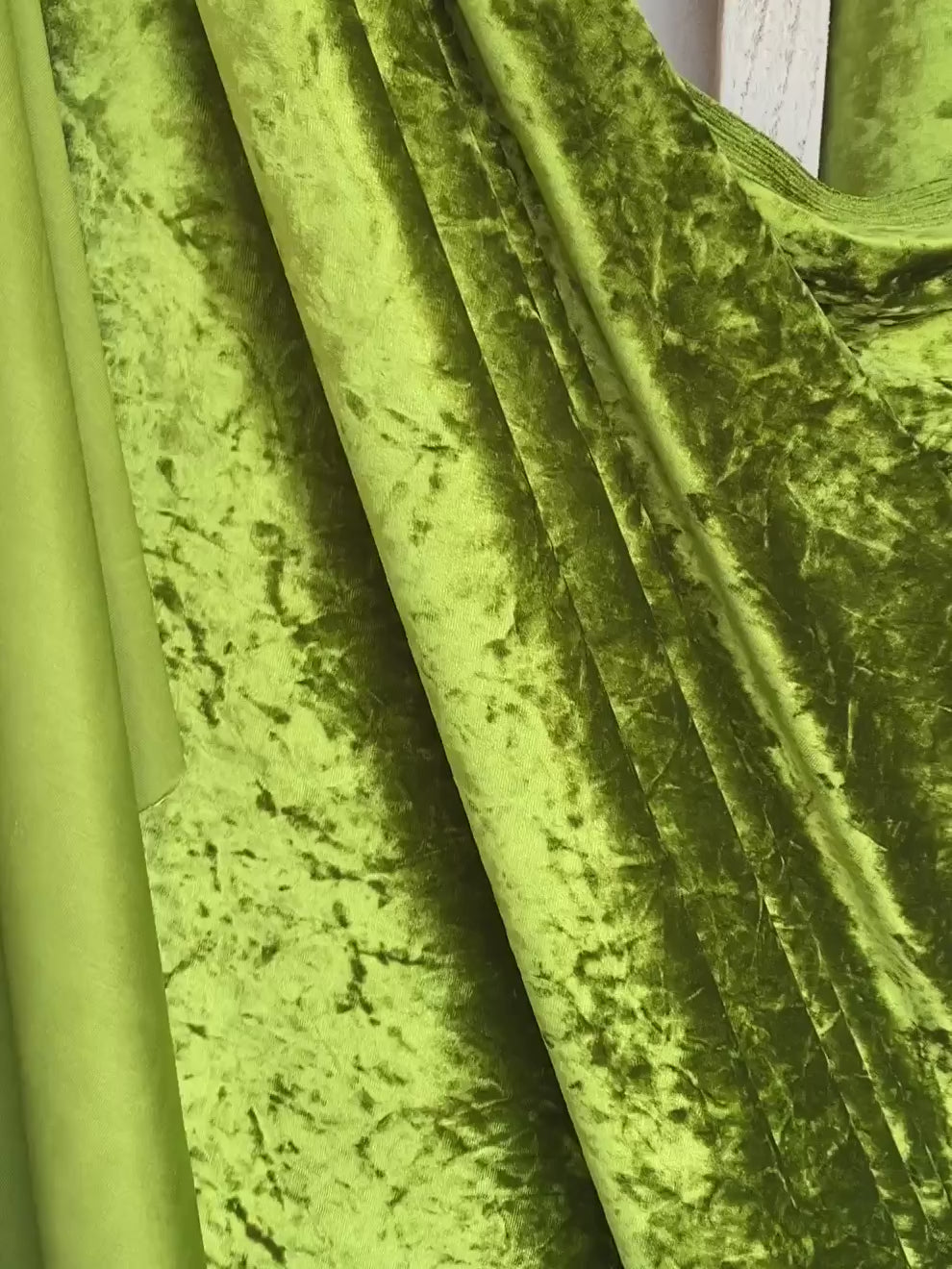 Olive Crushed Velvet, velvet cloth, light green velvet, crushed velvet, velvet for gown, green crushed velvet, velvet fabric, solid velvet, light green crushed fabric, crushed velvet fabric for gown, 4 way crushed velvet