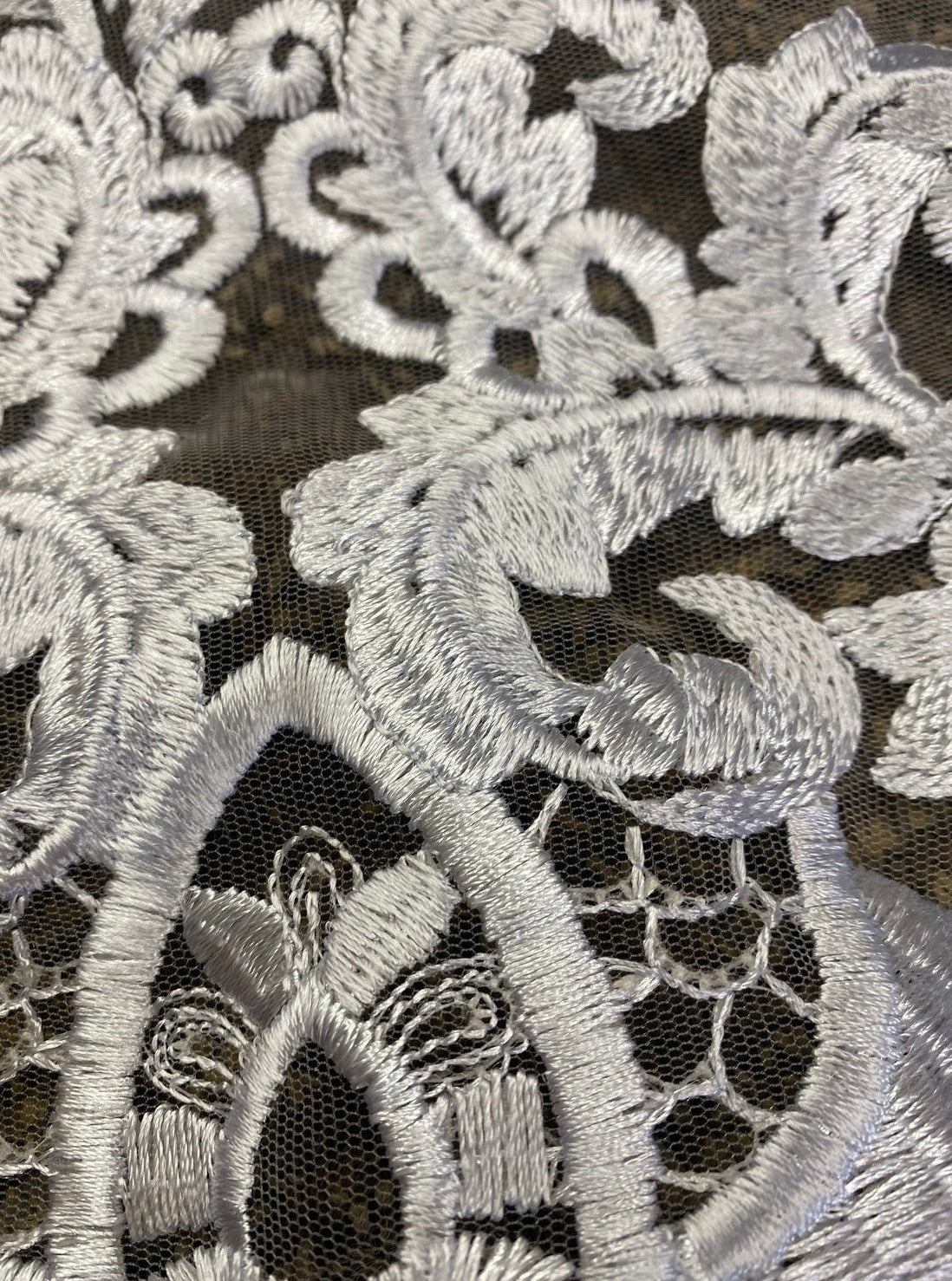 Silver Scallop Embroidery Lace, light silver Scallop Embroidery Lace, dark silver Scallop Embroidery Lace, Scallop Embroidery Lace for woman, Scallop Embroidery Lace for bride, Scallop Embroidery Lace for gown, Scallop Embroidery Lacein low price, premium Scallop Embroidery Lace, cheap Scallop Embroidery Lace