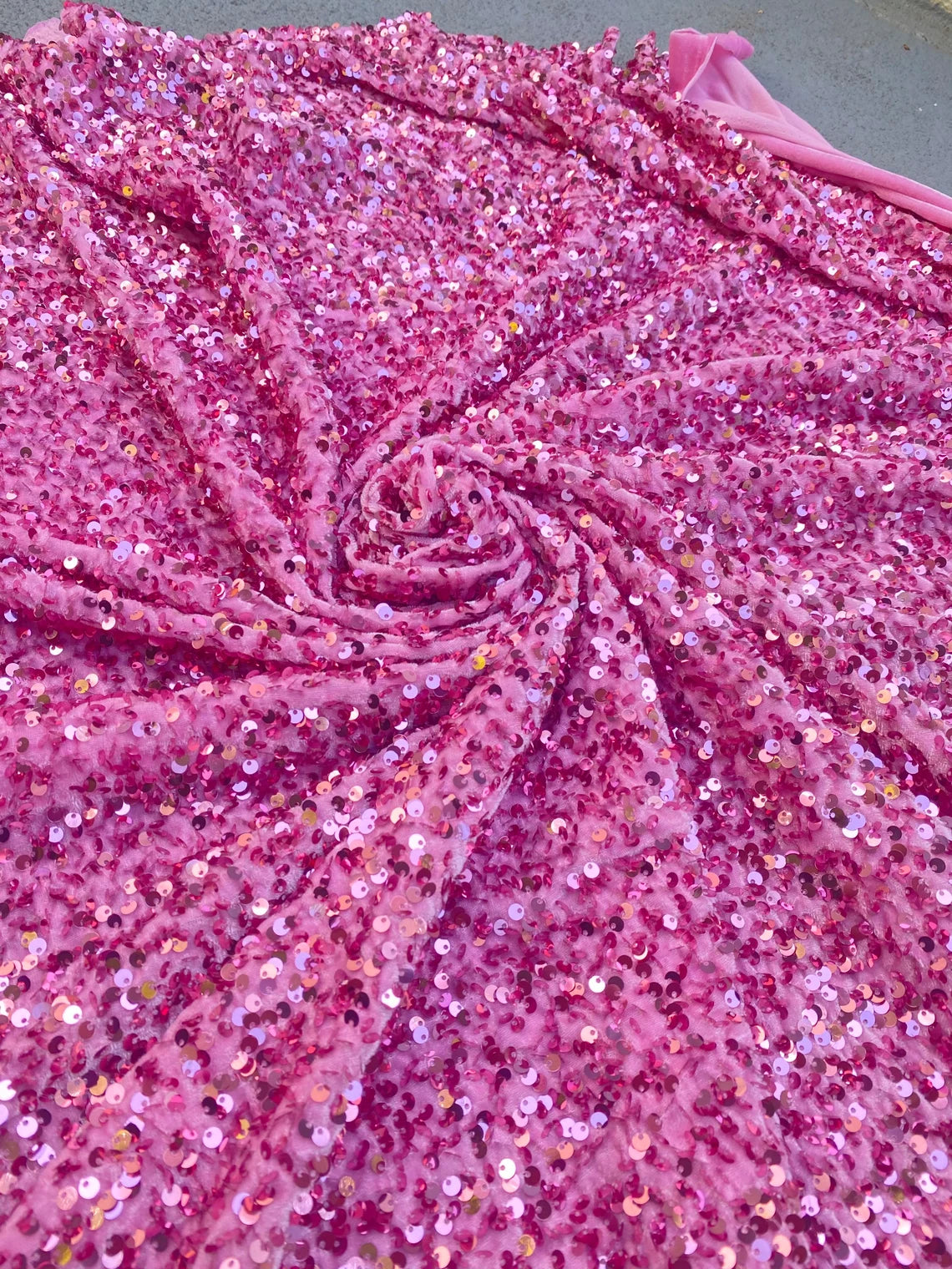  pink Sequin on Velvet, velvet cloth, pink velvet, sequin stretch velvet, velvet for gown, stretch velvet, velvet fabric with sequin, solid velvet, rose pink sequin fabric, sequin fabric for gown, 4 way stretch velvet