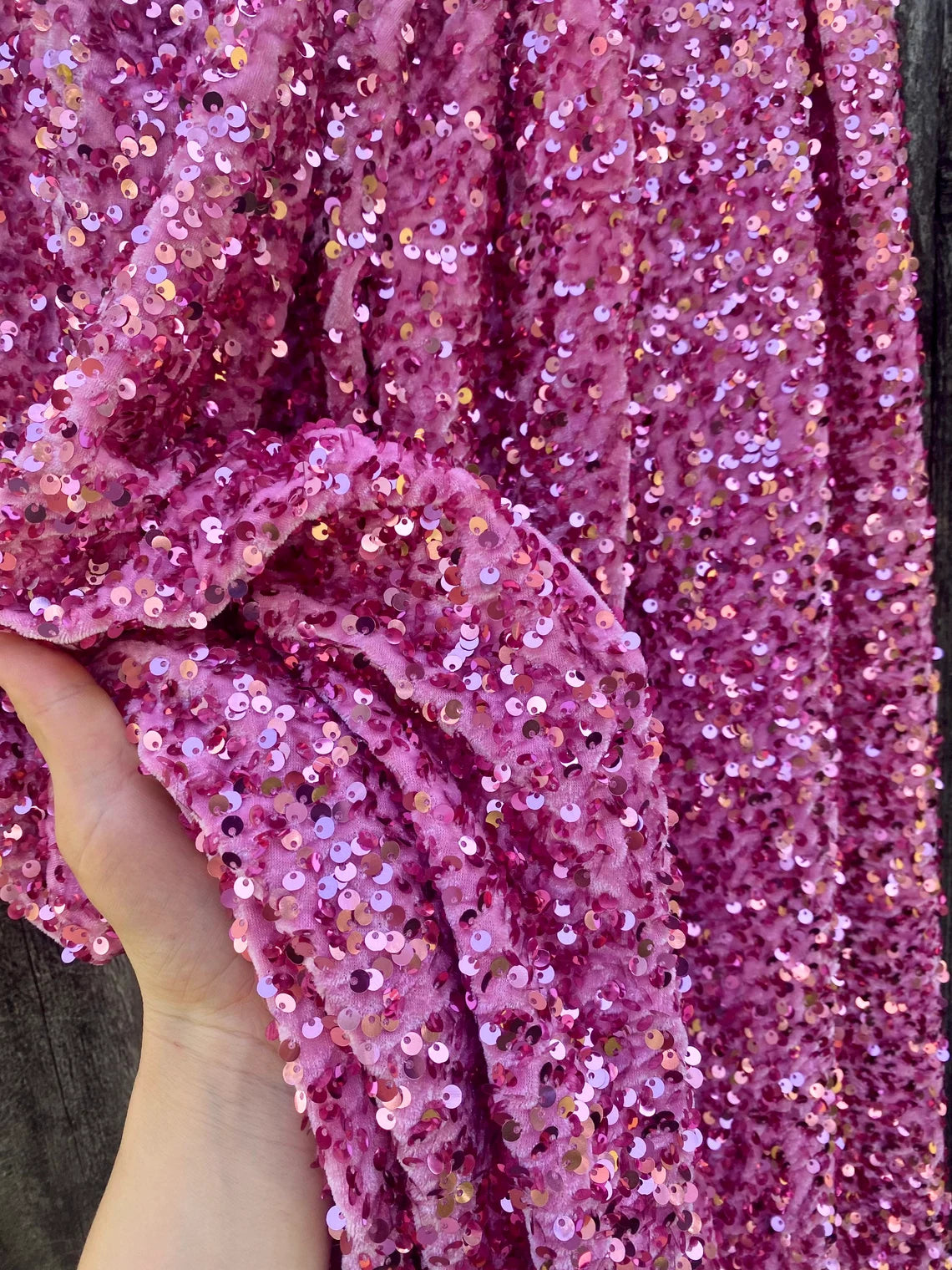  pink Sequin on Velvet, velvet cloth, pink velvet, sequin stretch velvet, velvet for gown, stretch velvet, velvet fabric with sequin, solid velvet, rose pink sequin fabric, sequin fabric for gown, 4 way stretch velvet