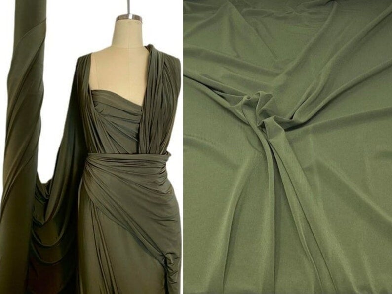 Olive Shiny Spandex ITY, dark green  Shiny Spandex ITY, light green Olive Shiny Spandex ITY, khaki green Olive Shiny Spandex ITY, Olive Shiny Spandex ITY for woman, spandex for gown, spandex for swimwear, Olive Shiny Spandex ITY for dance wear, premium spandex, spandex on discount, cheap spandex