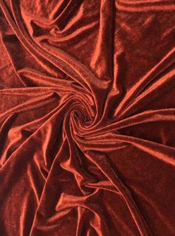 rust stretch velvet, rusty red stretch velvet for gown, rust gold velvet for wedding, red stretch pure velvet, wine red stretch velvet for brides, maroon stretch fancy velvet, rust color velvet for dress, red color stretch expensive velvet, rusty red stretch fancy velvet, 4 way stretch velvet