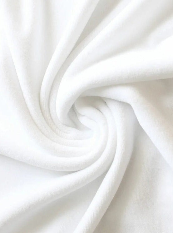white velvet fabric, 4 way stretch velvet fabric, solid velvet fabric, velvet fabric for clothing, fabric store, velvet cheap, stretch velvet on sale, white velvet, white velvet fabric