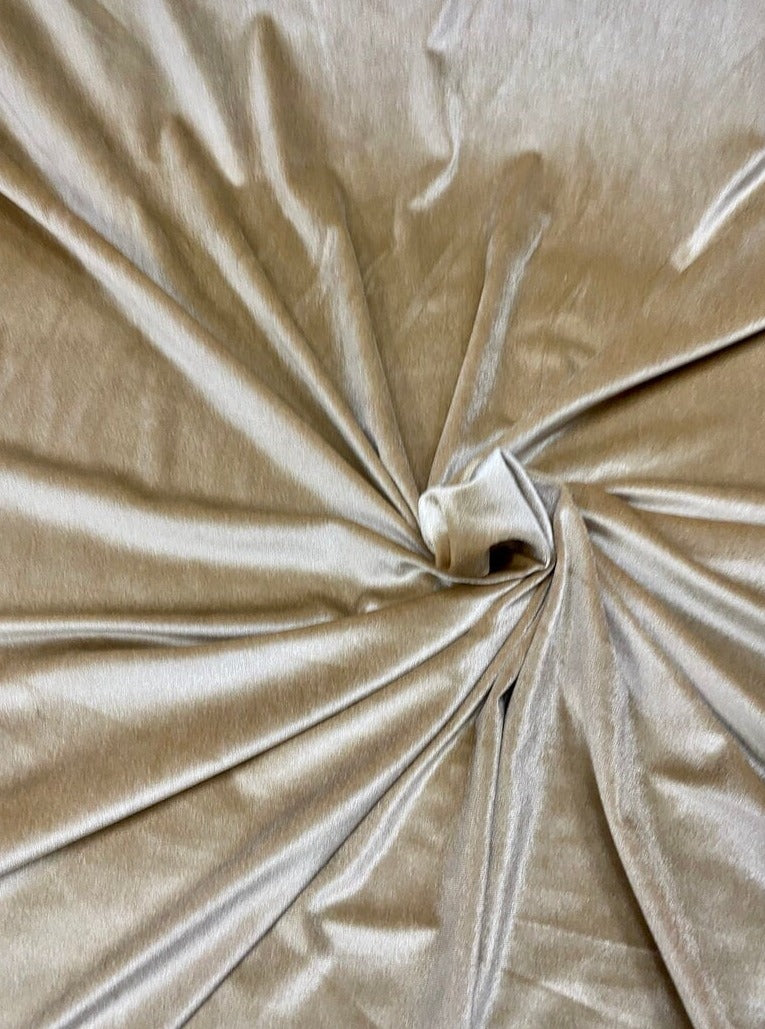 Light gold stretch velvet, light gold stretch velvet for gown, beige velvet for wedding, gold stretch pure velvet, stretch velvet for brides, stretch fancy velvet,  beige color velvet for dress, stretch expensive velvet