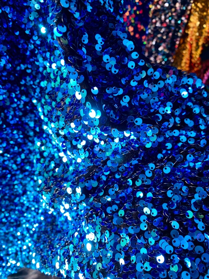 Iridescent blue Sequin on Stretch Velvet, blue Sequin on Stretch Velvet, light blue Sequin on Stretch Velvet, dark blue Sequin on Stretch Velvet, shinny Sequin on Stretch Velvet, premium Sequin on Stretch Velvet, cheap velvet, velvet on discount, buy velvet online