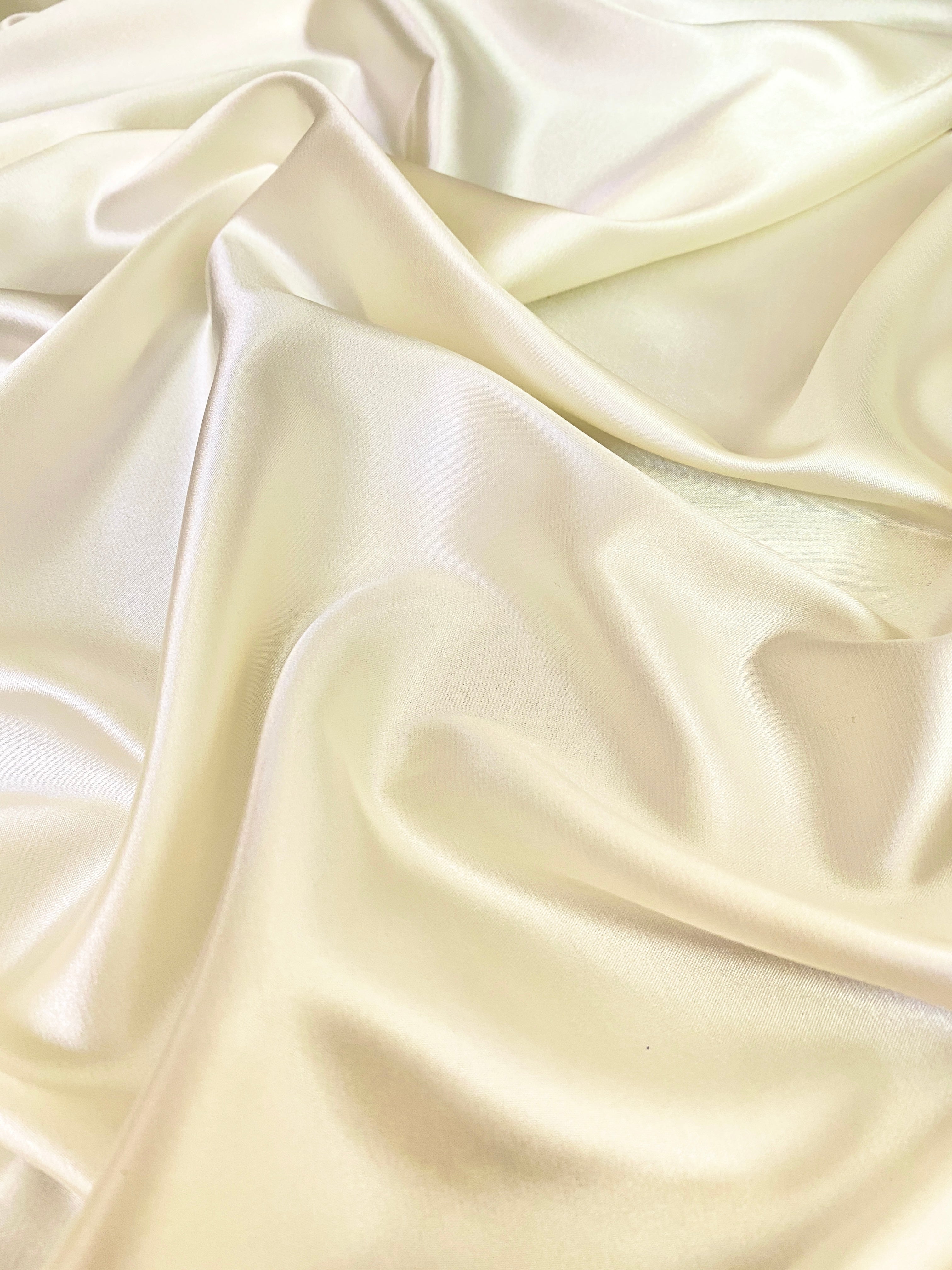 ivory stretch silk charmeuse, ivory stretch satin fabric, ivory polyester satin.