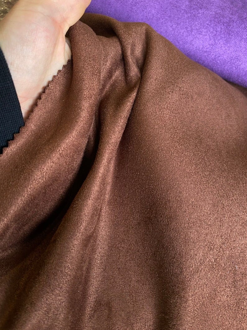 close up of brown microsuede fabric swatch 